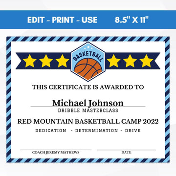 end of season basketball award certificate template school youth club basketball participation award